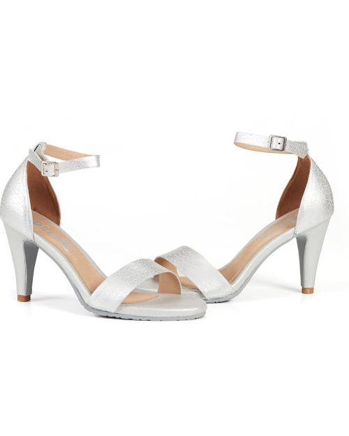 Sandalia de Tacón en Cuero - Ref. Z-2440 Plata
