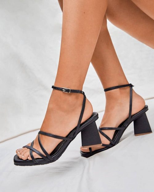 Sandalia de Tacón en Cuero - Ref. Z-2908 Negro