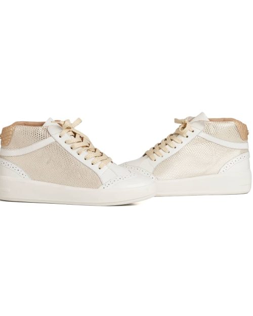 Tenis Tipo Bota en Cuero - Ref. Z-2958 Blanco y Oro