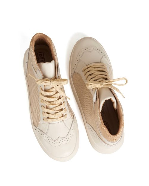 Tenis Tipo Bota en Cuero - Ref. Z-2958 Blanco y Oro