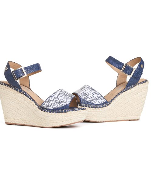 Plataforma en Cuero y Yute - Ref. Z-2756 Azul Rafia y Yute