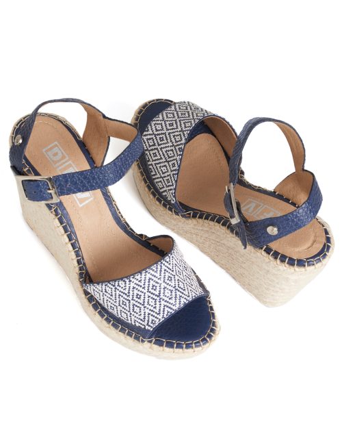 Plataforma en Cuero y Yute - Ref. Z-2756 Azul Rafia y Yute