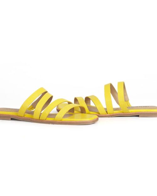 Sandalias Planas en Combinación de Cueros  - Ref. Z-2730 Amarillo