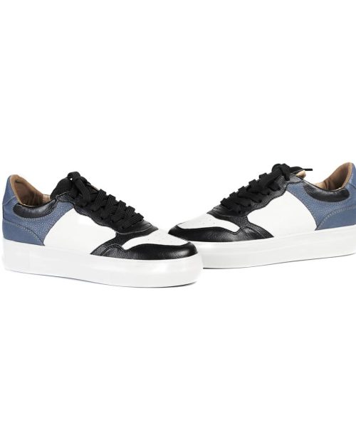 Tenis en Cuero - Ref. Z-3048 Blanco Negro y Azul
