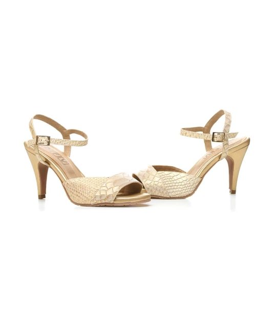 Sandalias en Cuero de Tacón - Ref. Z-1914 Dorado