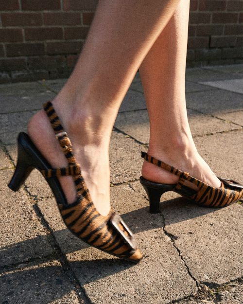 Zapato con Tacón Destalonado en Cuero – Ref. Z-3313 Miel Print