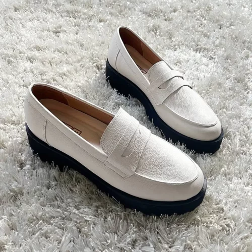 Zapatos Tipo Loafer con Plataforma - Ref. Z-3145 Blanco