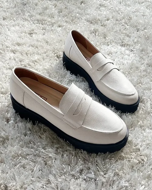 Zapatos Tipo Loafer con Plataforma - Ref. Z-3145 Blanco
