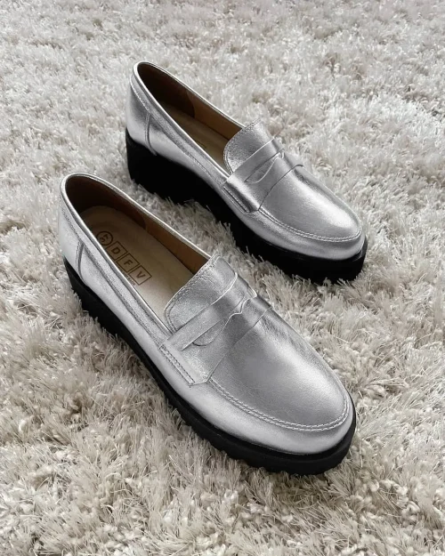 Zapatos Tipo Loafer con Plataforma - Ref. Z-3145 Plata