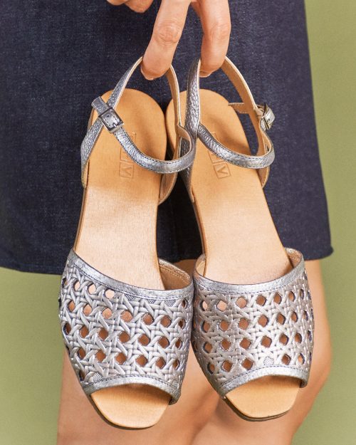 Sandalia Plana en Cuero - Ref. Z-3295 Plata