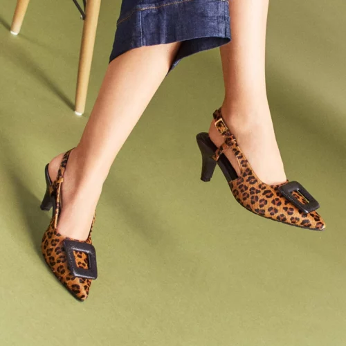 Zapato con Tacón Destalonado en Cuero – Ref. Z-3313 Miel Print