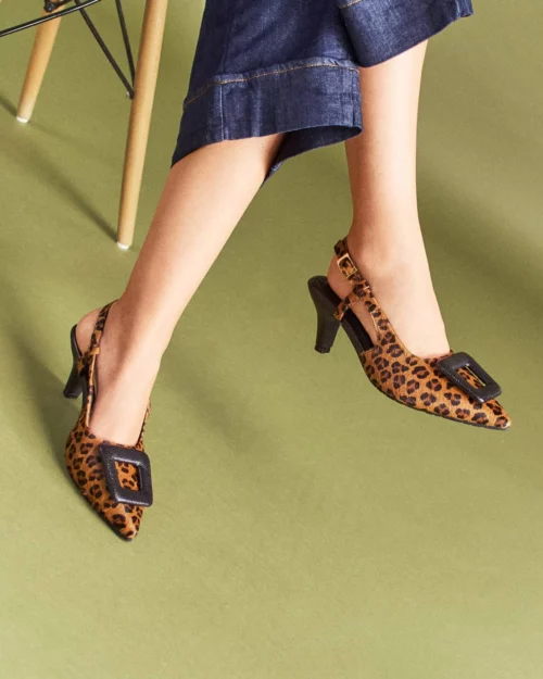 Zapato con Tacón Destalonado en Cuero – Ref. Z-3313 Miel Print