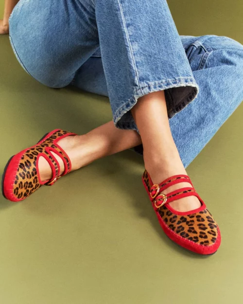 Zapato Tipo Merceditas (Mary Jane's) - Ref. Z-3268 Print Miel Con Rojo