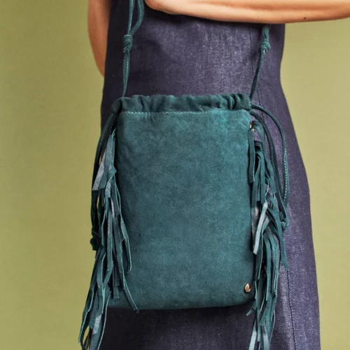 Bolso de Hombro / Manos Libres en Cuero - Ref. B-1612 Verde