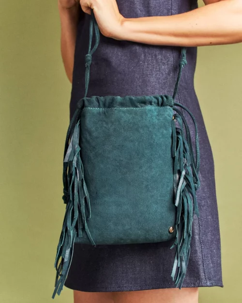 Bolso de Hombro / Manos Libres en Cuero - Ref. B-1612 Verde