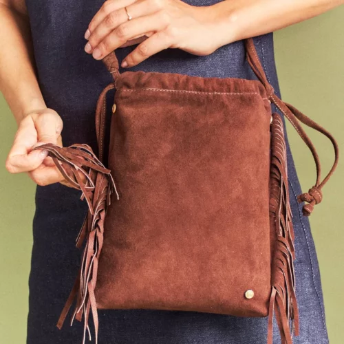 Bolso de Hombro / Manos Libres en Cuero - Ref. B-1612 Chocolate