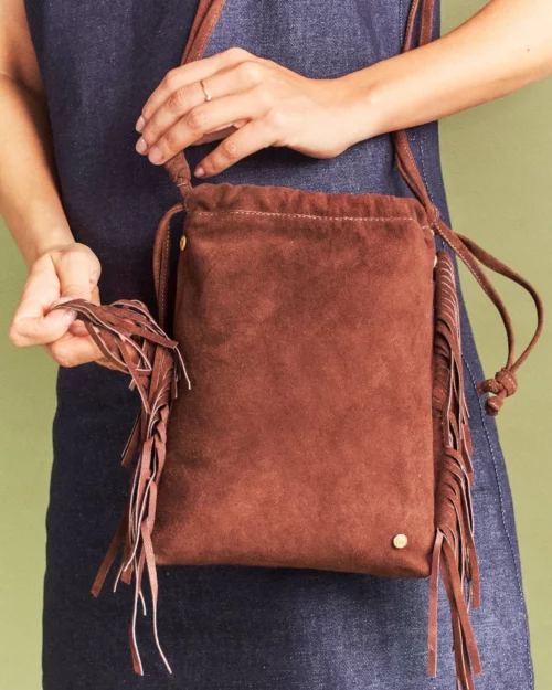 Bolso de Hombro / Manos Libres en Cuero - Ref. B-1612 Chocolate