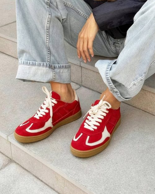 Tenis en Combinación de Cueros - Ref. Z-3377 Gamo Rojo