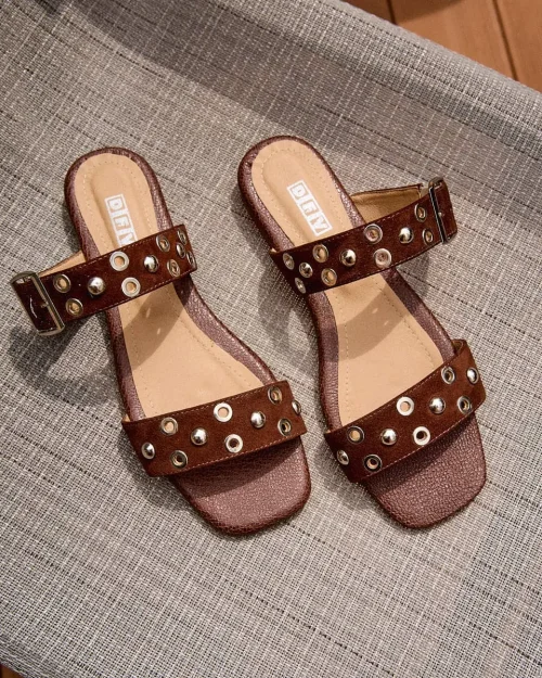 Sandalias Planas en Cuero - Ref. Z-3389 Gamo Chocolate