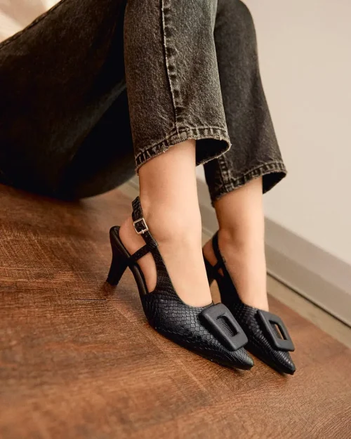 Zapato con Tacón Destalonado en Cuero – Ref. Z-3313 Negro