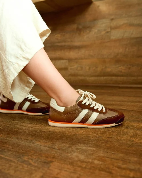 Tenis en Cuero - Ref. Z-3370 Gamo Chocolate y Blanco