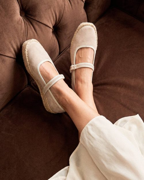 Zapato Tipo Merceditas (Mary Janes) - Ref. Z-3298 Blanco y Arena Gamuzado