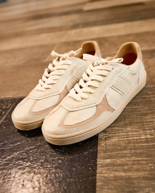 Tenis en Combinación de Cueros - Ref. Z-3377 Blanco y Arena