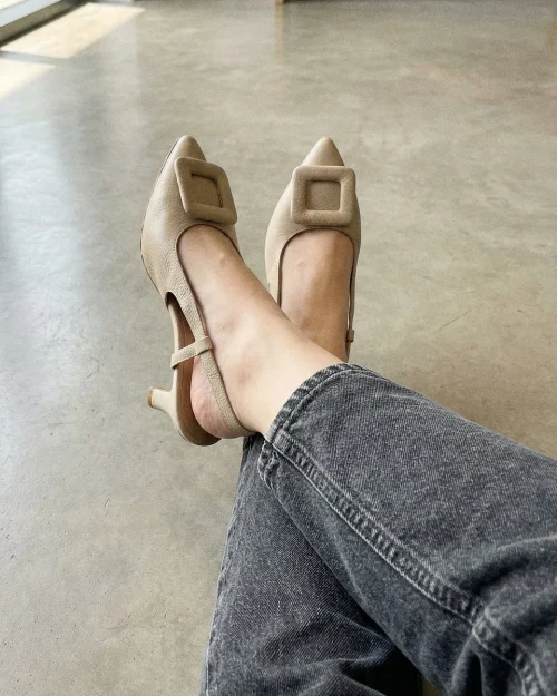 Zapato con Tacón Destalonado en Cuero – Ref. Z-3313 Pardo