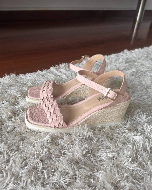 Plataforma en Combinación de Cueros y Yute - Ref. Z-3229 Rosa