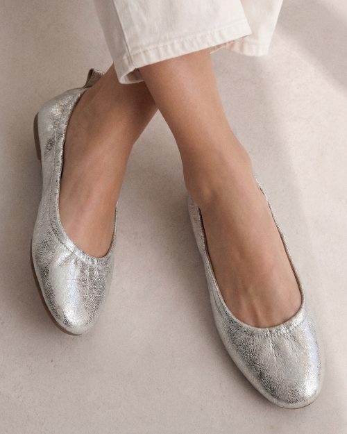 Bailarinas Para Mujer en Cuero Texturado - Ref. Z-3420 Plata