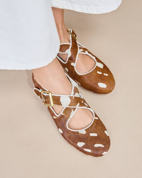 Zapato Tipo Merceditas (Mary Janes) - Ref. Z-3433 Miel y Blanco