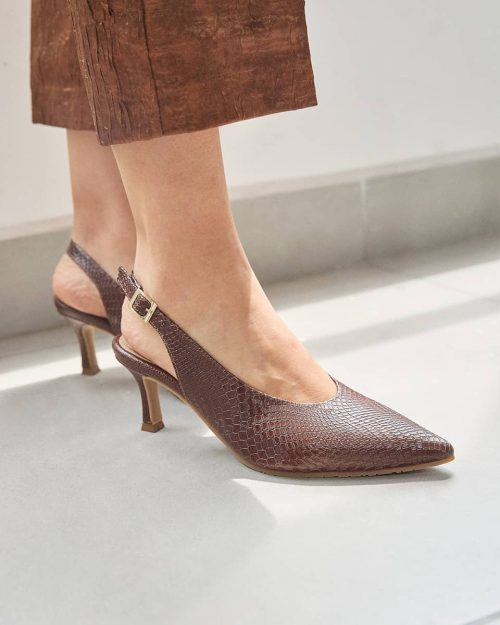 Zapato con Tacón Destalonado en Cuero – Ref. Z-3425 Chocolate