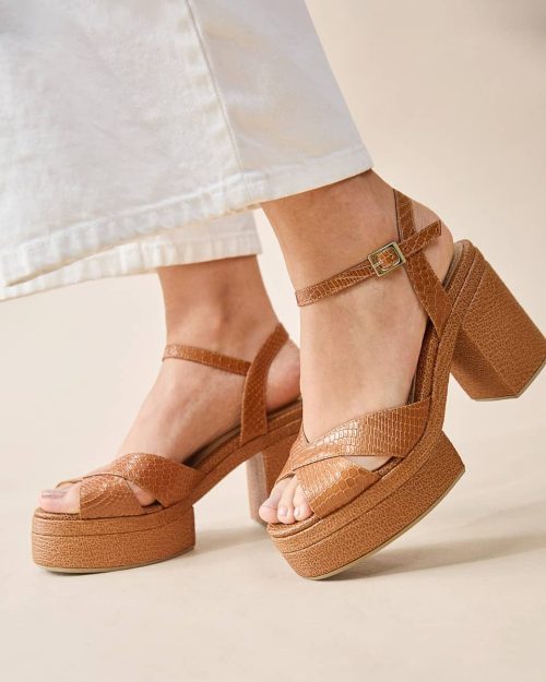 Sandalia de Tacón en Cuero - Ref. Z-3247 Miel