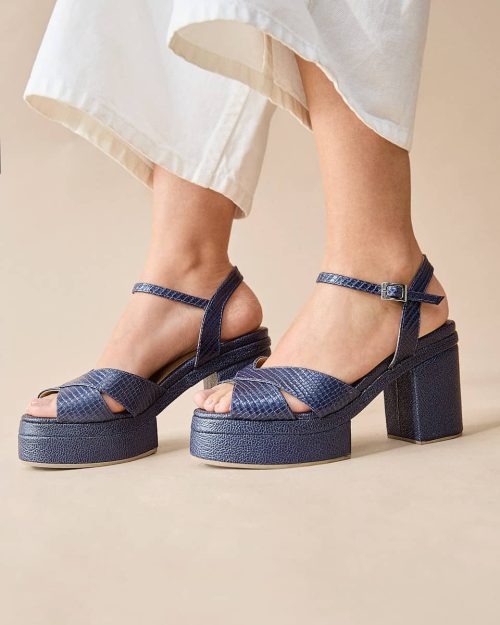 Sandalia de Tacón en Cuero - Ref. Z-3247 Azul