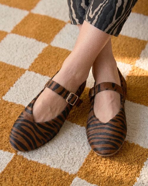 Merceditas Mary Janes en Cuero  - Ref. Z-3432 Print Miel